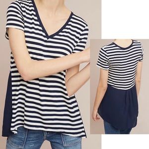 Anthropologie Brette Striped V-neck Tee